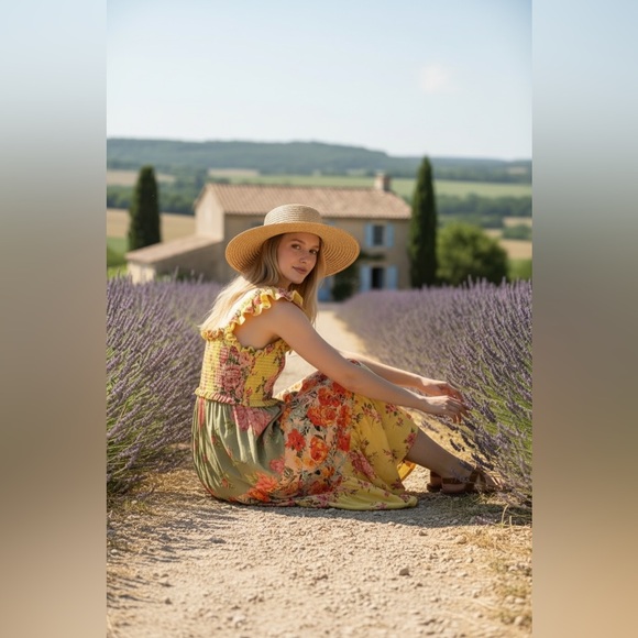 105 • Emilia Botanical Maxi Dress | French Country Floral Tiered Maxi Sun Dress - Picture 12 of 12